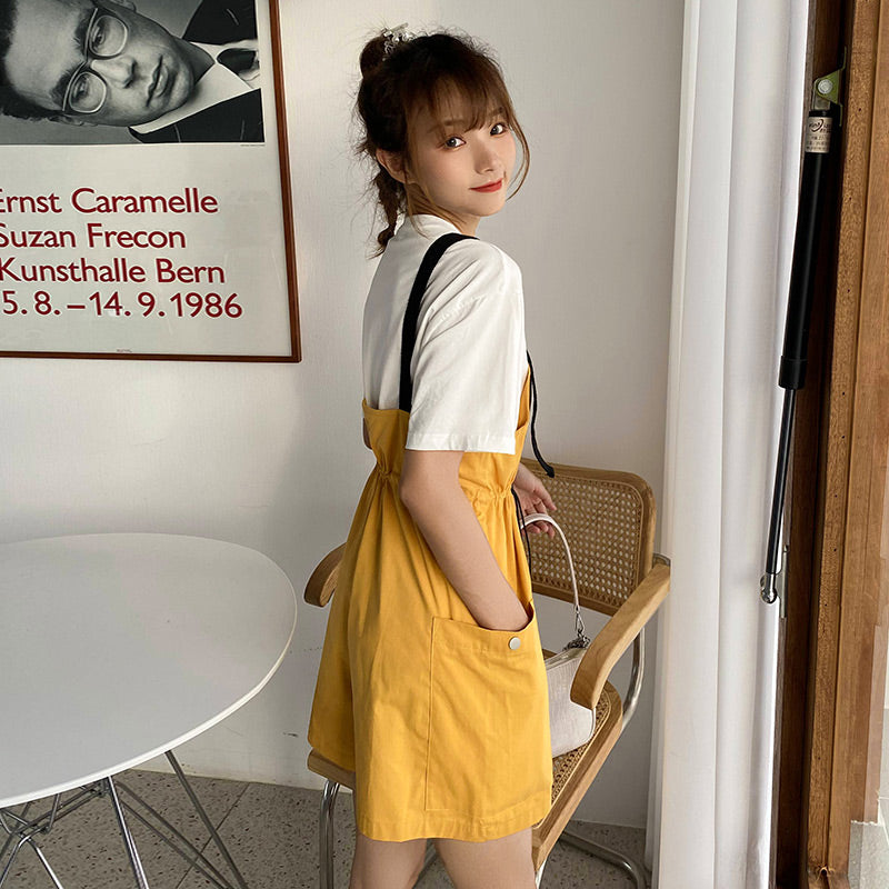 Strap Shorts Two-piece Suit Fat Mm Fried Street Summer Dress Slimming Dress