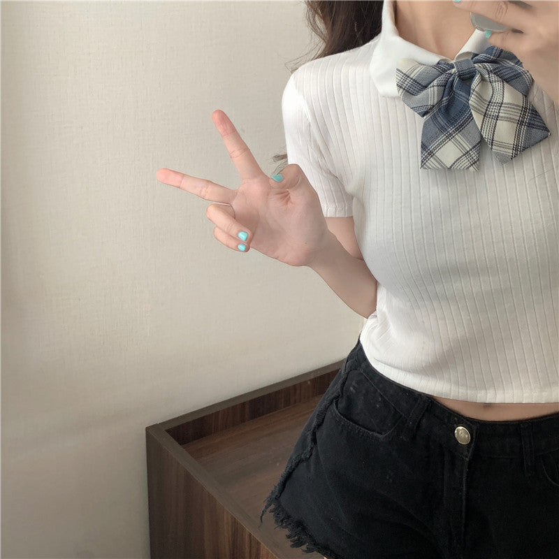 Top Female Design Sense Sweet Spicy Girl Style Short-sleeved T-shirt Student Japanese Ins Tide