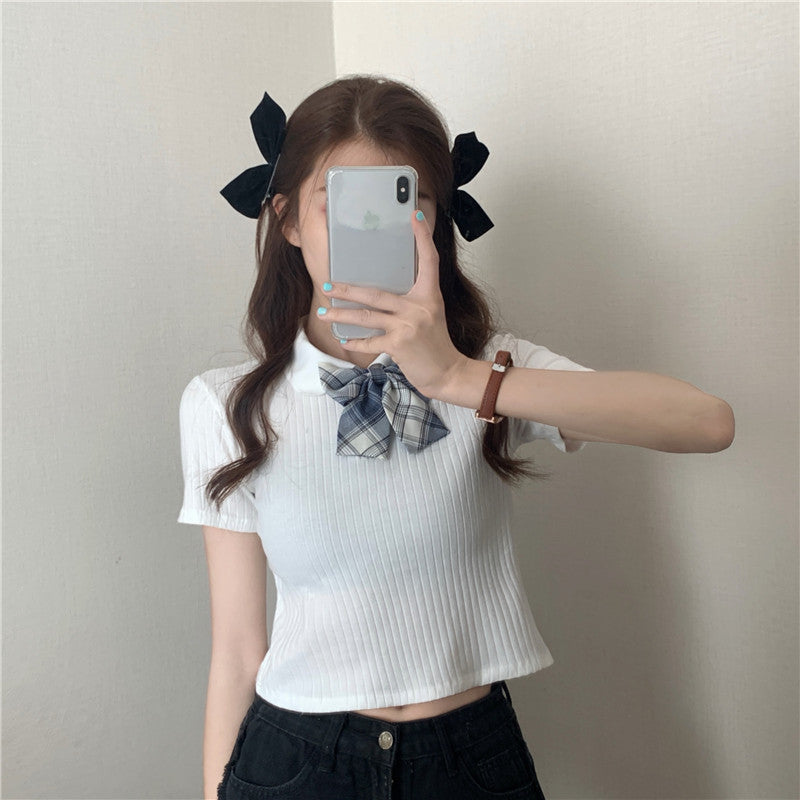 Top Female Design Sense Sweet Spicy Girl Style Short-sleeved T-shirt Student Japanese Ins Tide