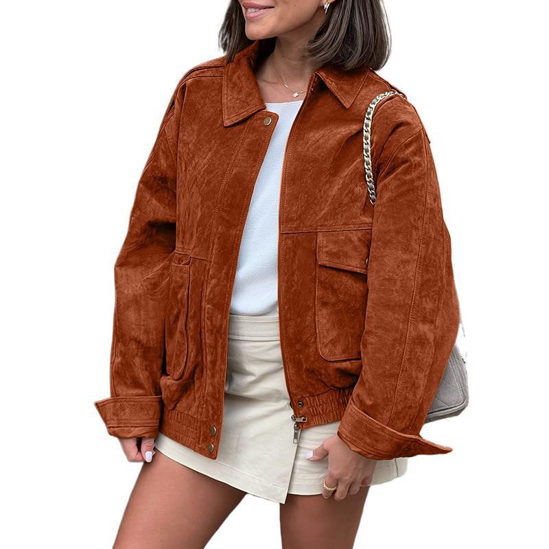 Women's Fashion Casual Suede Texture Coat