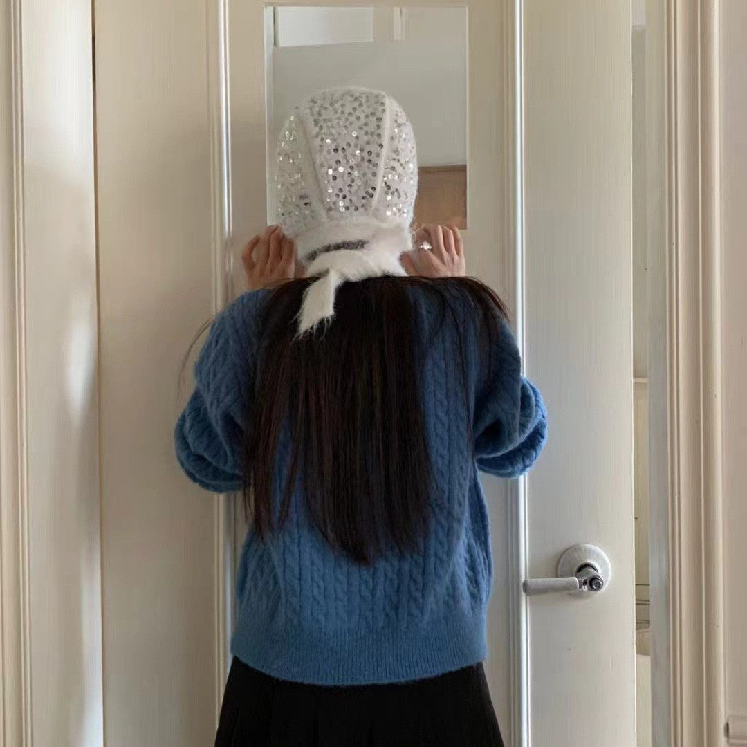 South Korea Designer Model Sequin Bag Cap Women