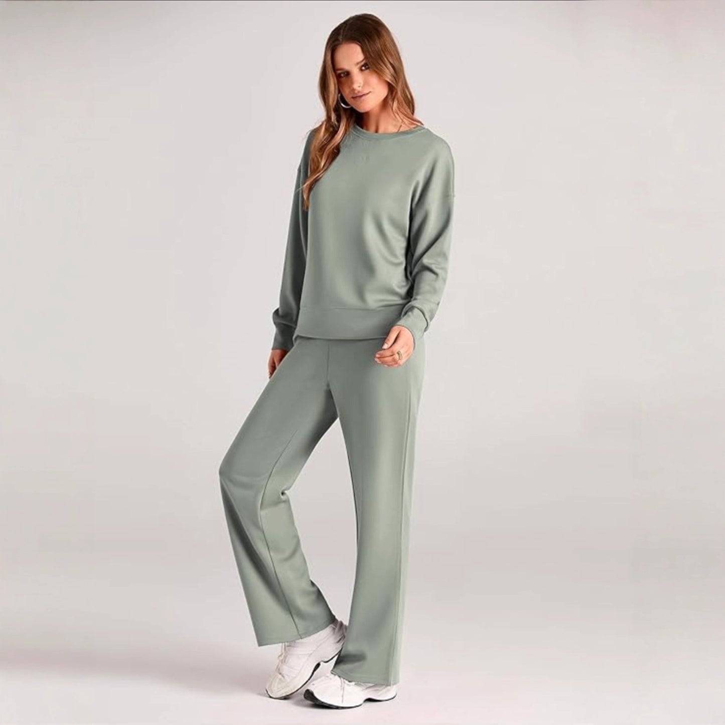 Casual Wide Leg Pocket Trousers Suit