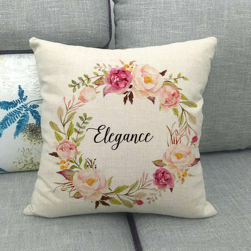 Painted pumpkin linen pillowcase