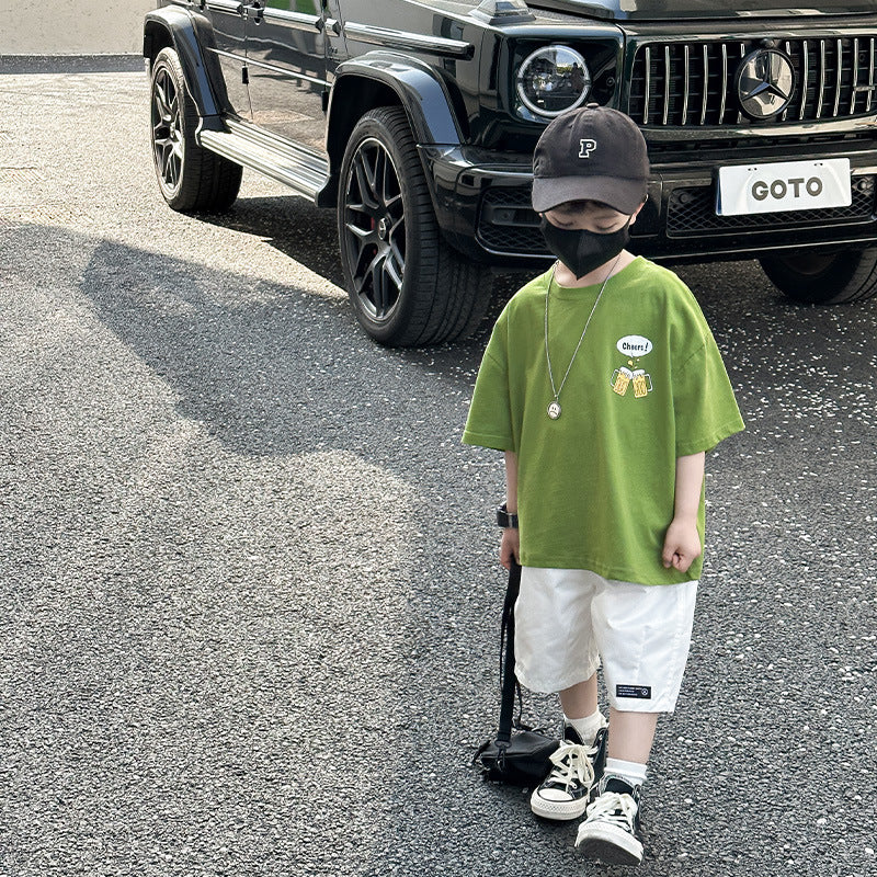 Summer Loose Round Neck Boys' Sports T-shirt