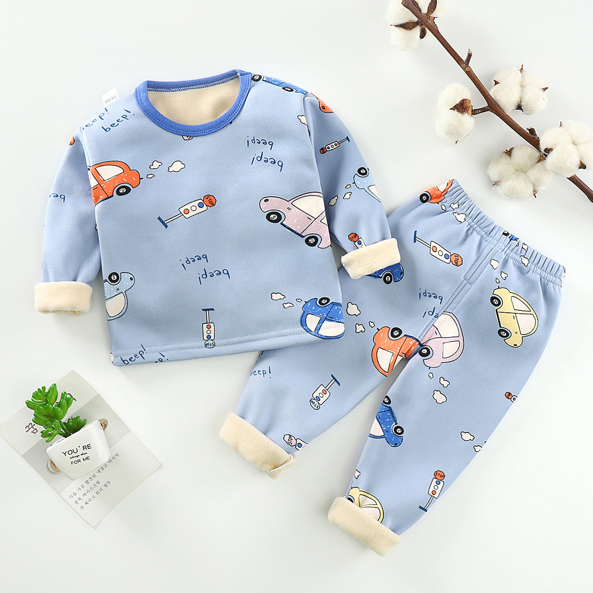 Children plus velvet thermal underwear suit winter thickening