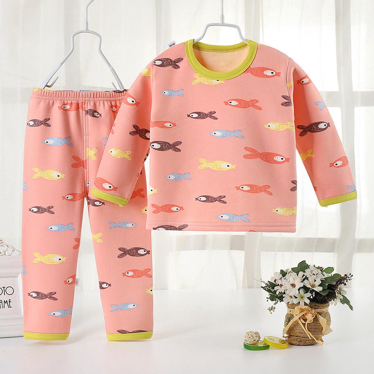 Children plus velvet thermal underwear suit winter thickening