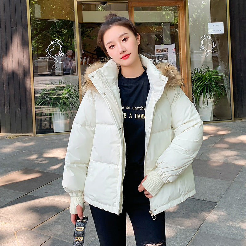 Loose Hooded Gloves Thickened Thermal Quilted Jacket Coat For Women