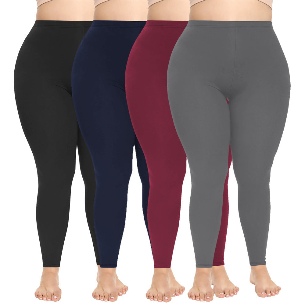 Nine Points High Elastic Solid Color Spring And Autumn Leggings Plus Size