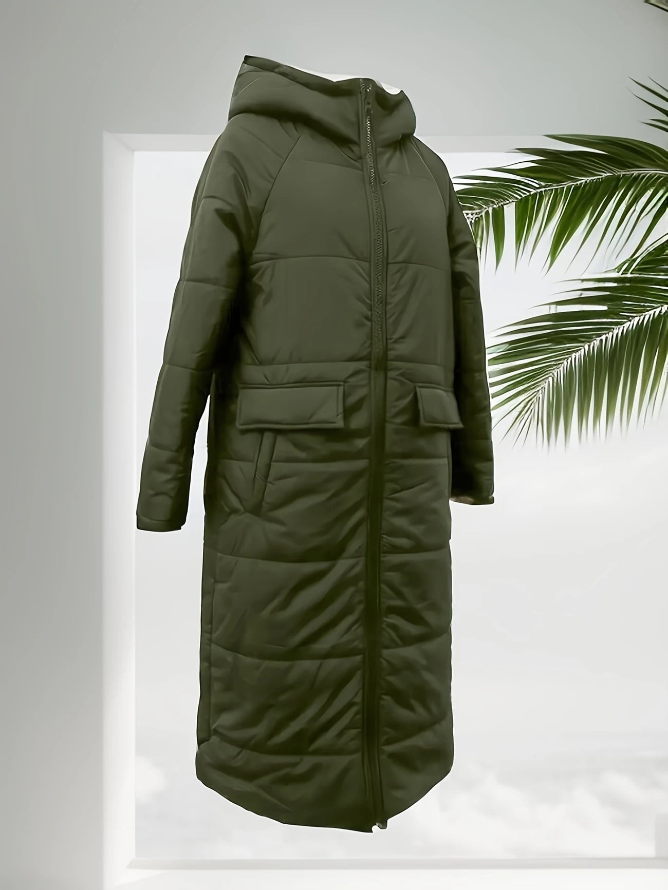 A Plain-colored Cotton-padded Jacket For Ladies