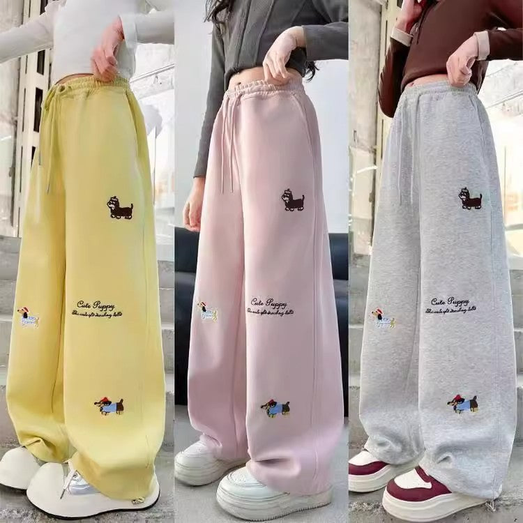 Embroidered Western Style Casual Wide-leg Pants