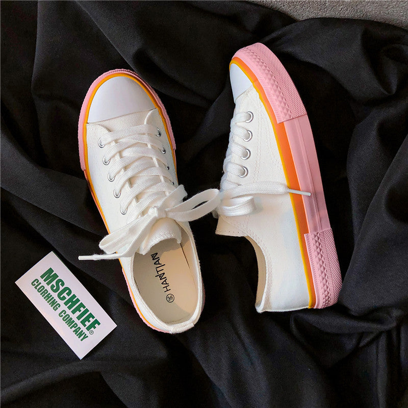 Classic Cream Blue Canvas Shoes Women