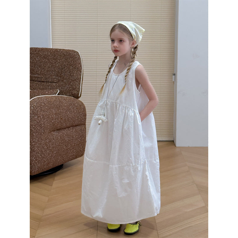 New Girls White Suspender French Dress