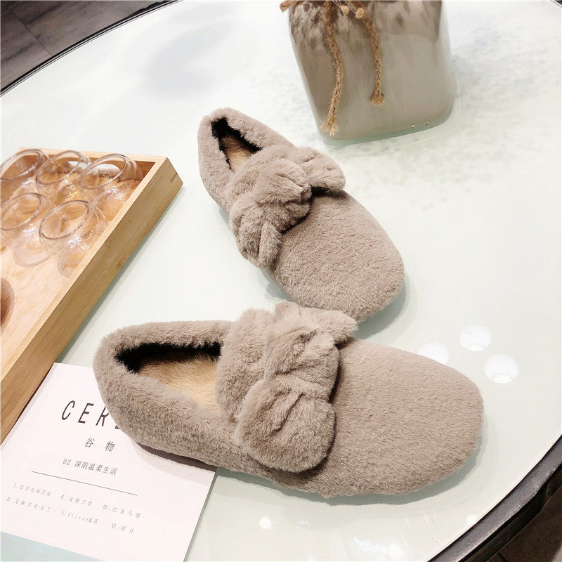 Mid Heel Round Toe Flat Peas Shoes