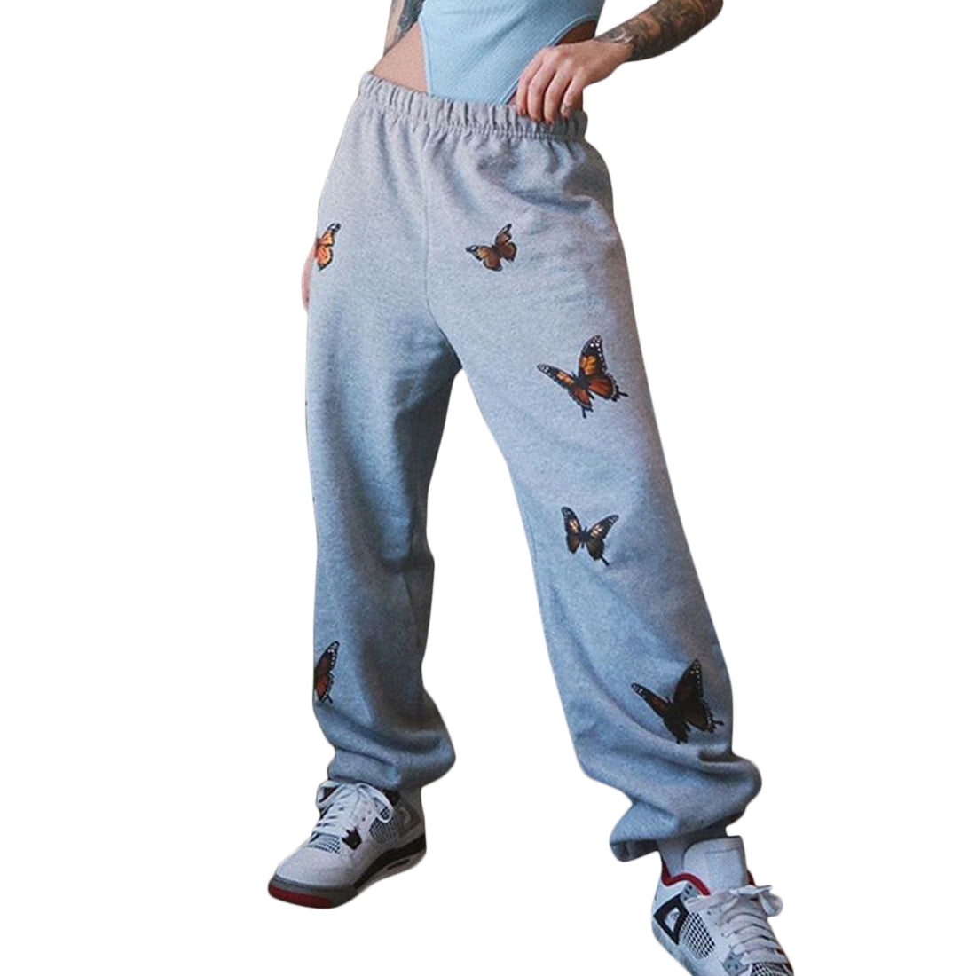 Printed high-waisted slim-fit fleece sweatpants