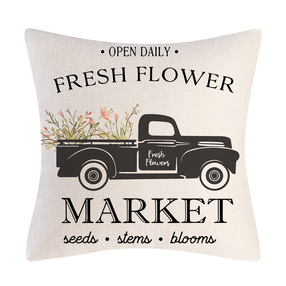 Tulip Farm Bike Flower Cushion Pillowcase
