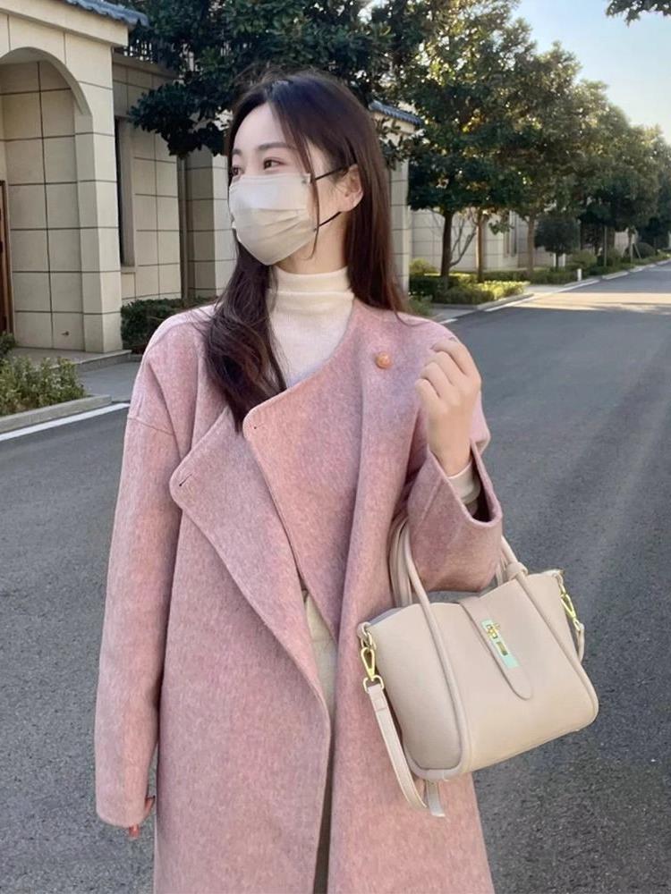 New Korean Style Small Loose Slimming Woolen Overcoat