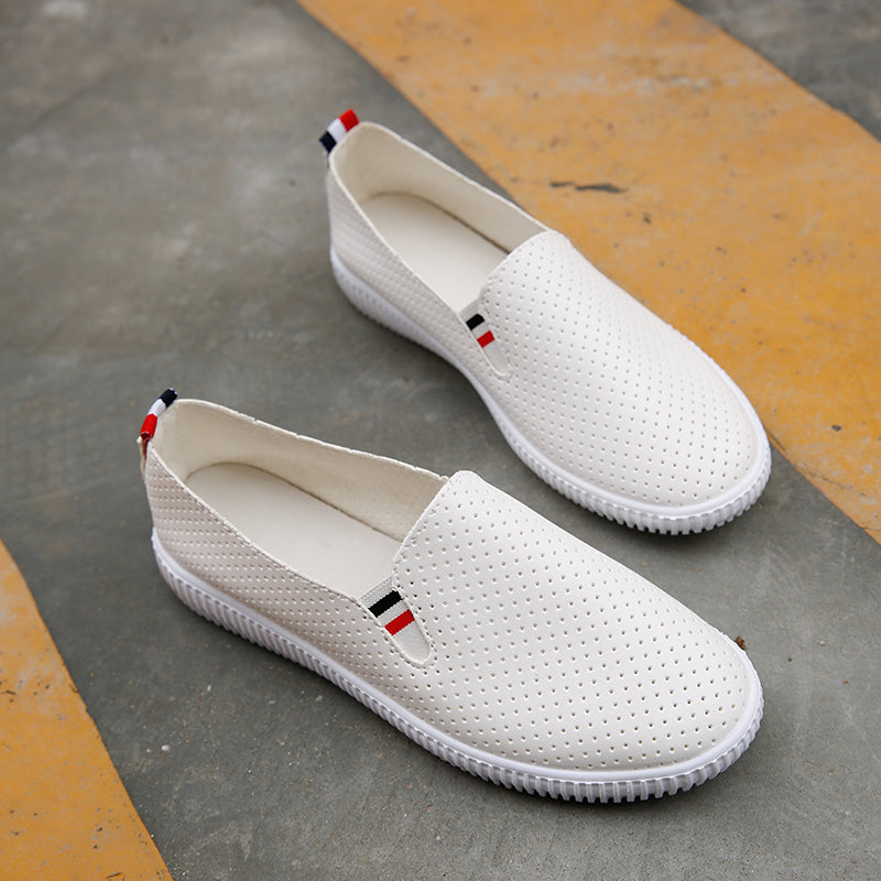 Flat leather women's shoes with one pedal