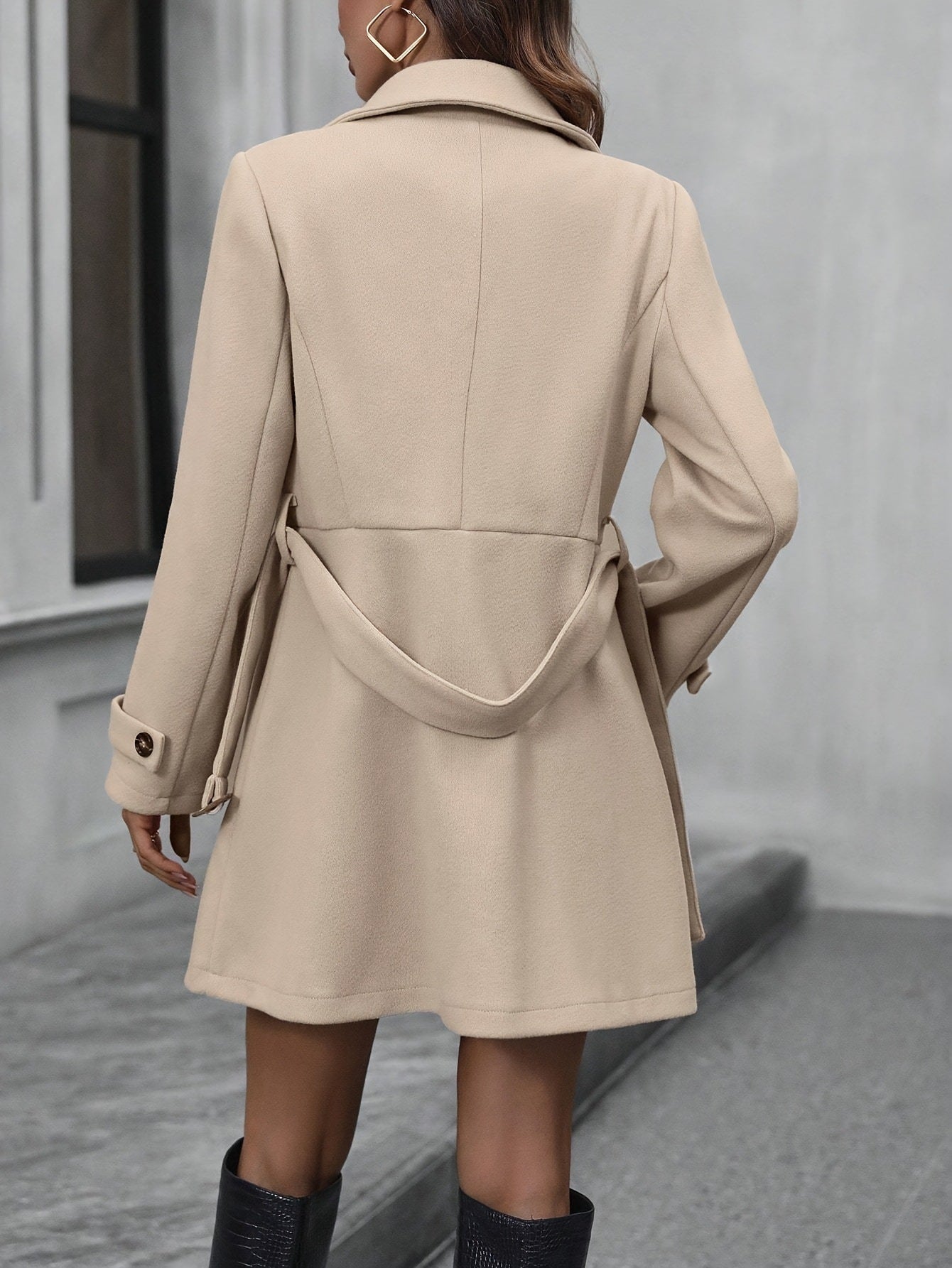 Solid Color Machine Washable Elegant Trench Coat