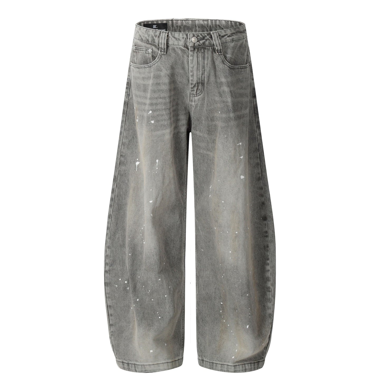 Retro Washed Distressed Splash-ink Machete Jeans For Women