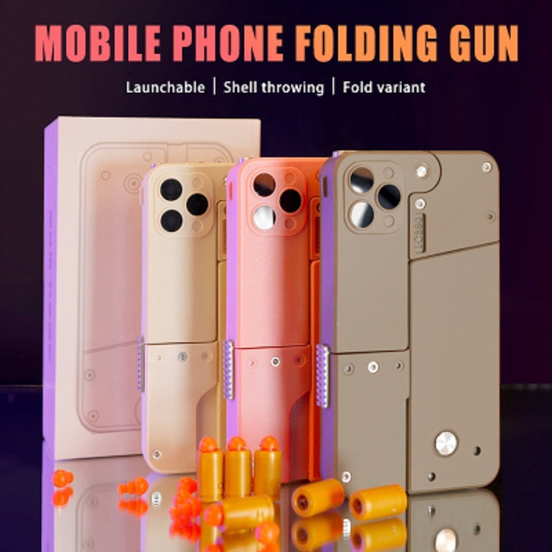 Harmless Folding Pistol Bullet Automatic Shell Throwing Toy Creative Soft Mobile Phone Appearance Gun Outdoor Interactive Kid Gift