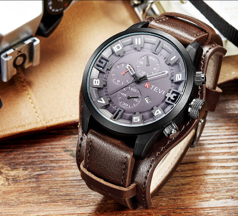 Mens Trendy Korean-style Sport Watch With A Bold Large Dial For Students