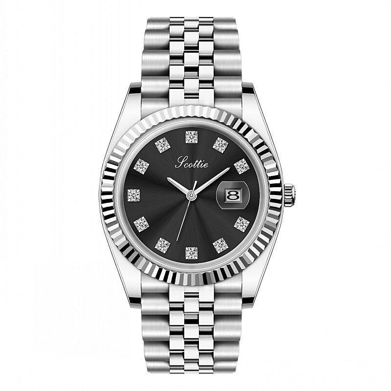 Women's Simple Elegant Solid Steel Belt Calendar Watch
