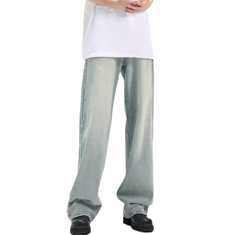 Retro Trousers Loose Casual Blue