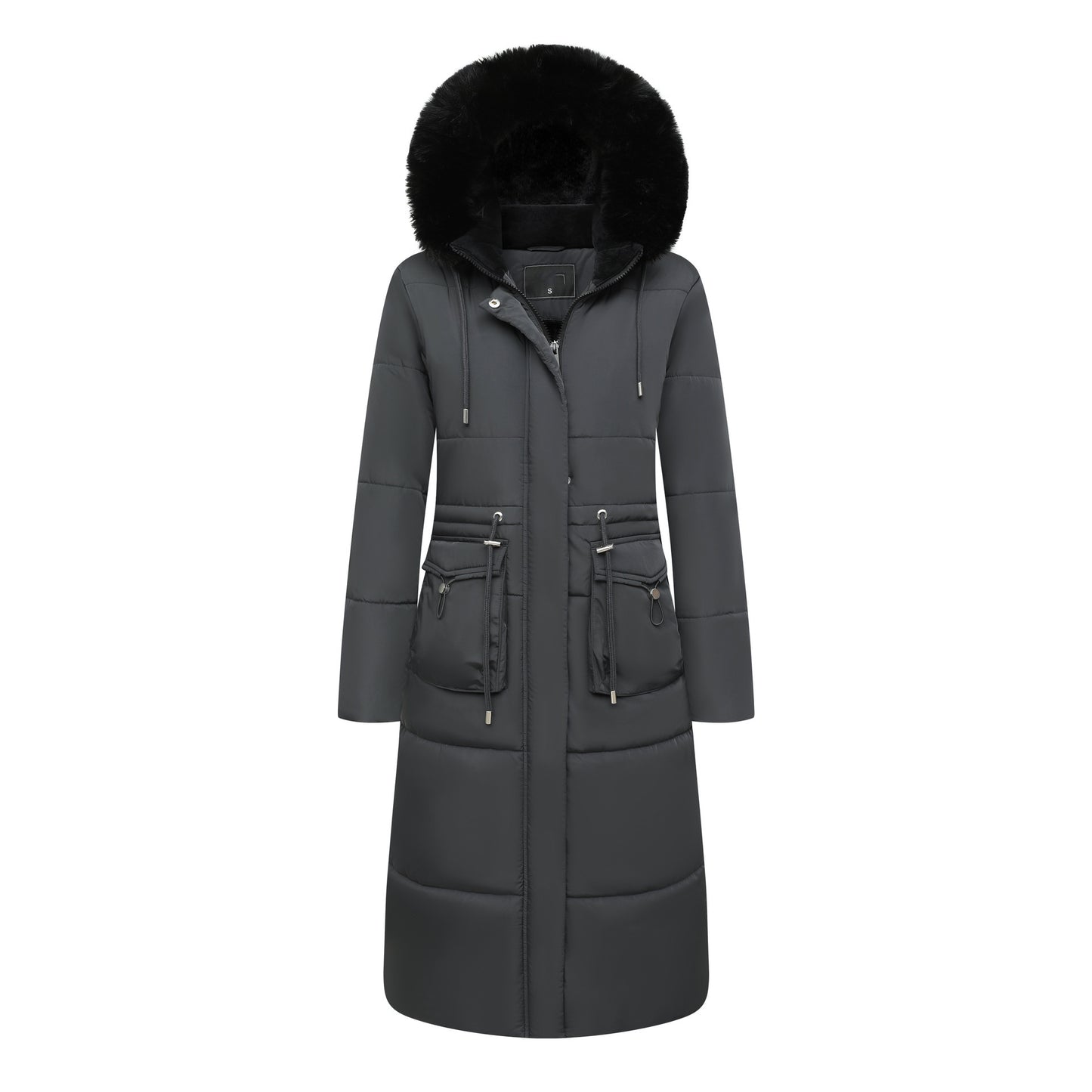 Women's Cotton Jacket Drawstring Cinched Hoodie Fleece-lined Warm