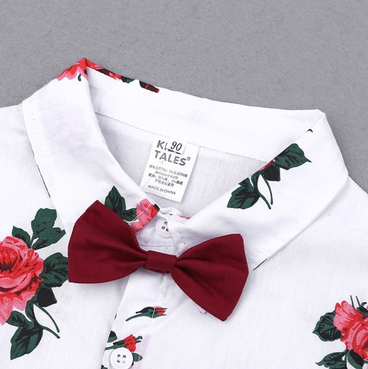 2pcs Summer Baby Set Flower Short Sleeve Polo Shirt With Red Shorts Shorts School Clothes For Children China - Eshtree