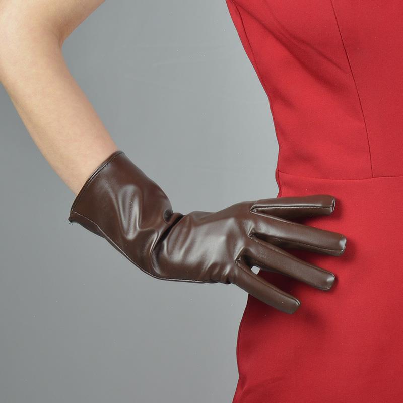 Women's Fashion PU Matte Long Leather Gloves