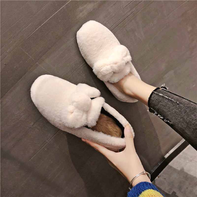 Mid Heel Round Toe Flat Peas Shoes