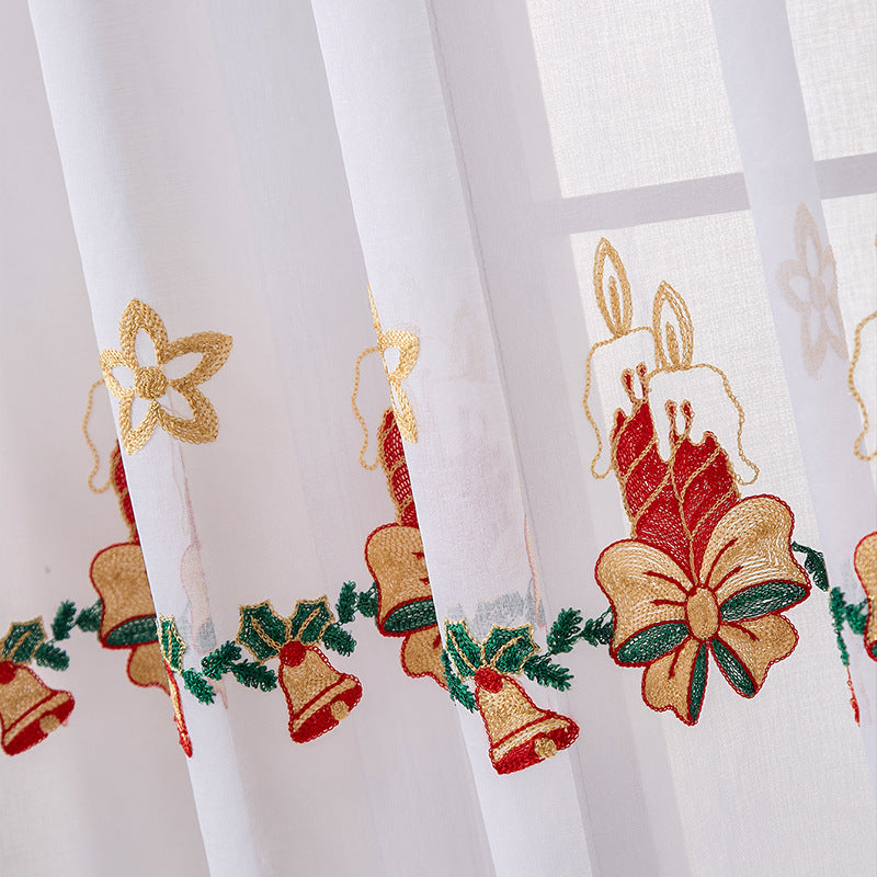 New American Christmas Curtain Christmas Snowflake Embroidery