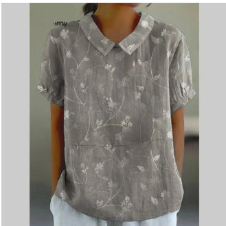 Women's Loose Printed Crew Neck Top