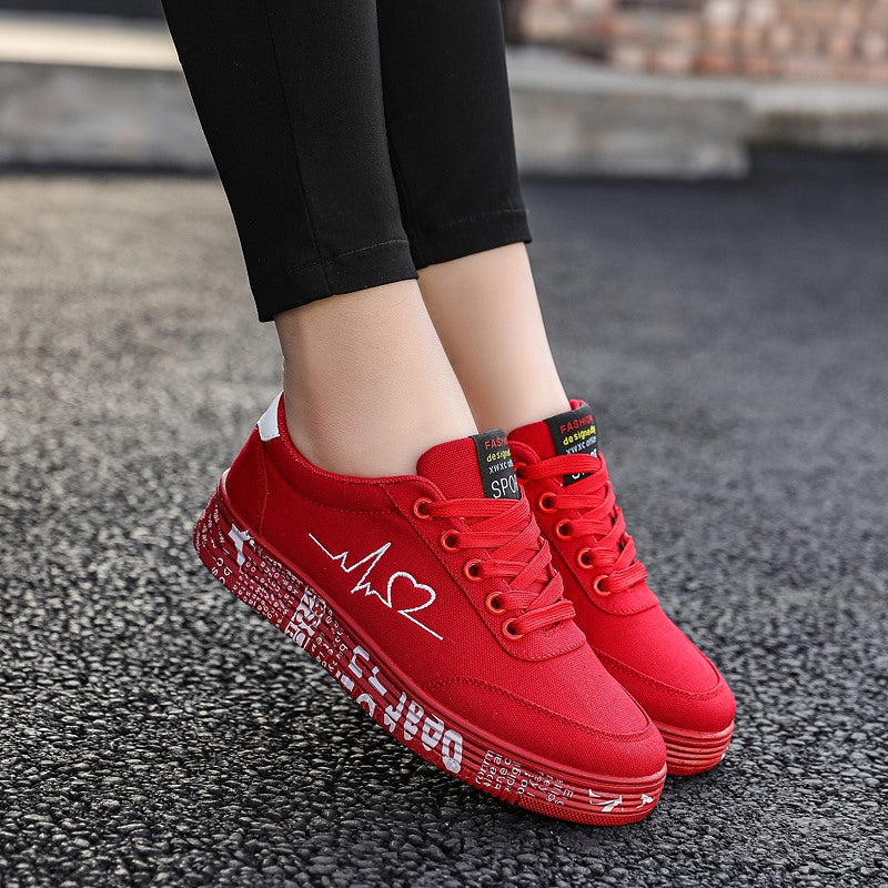 Sports casual shoes wild flat red shoes