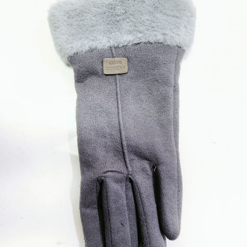Women's Suede Thermal Gloves Korean Style Windproof