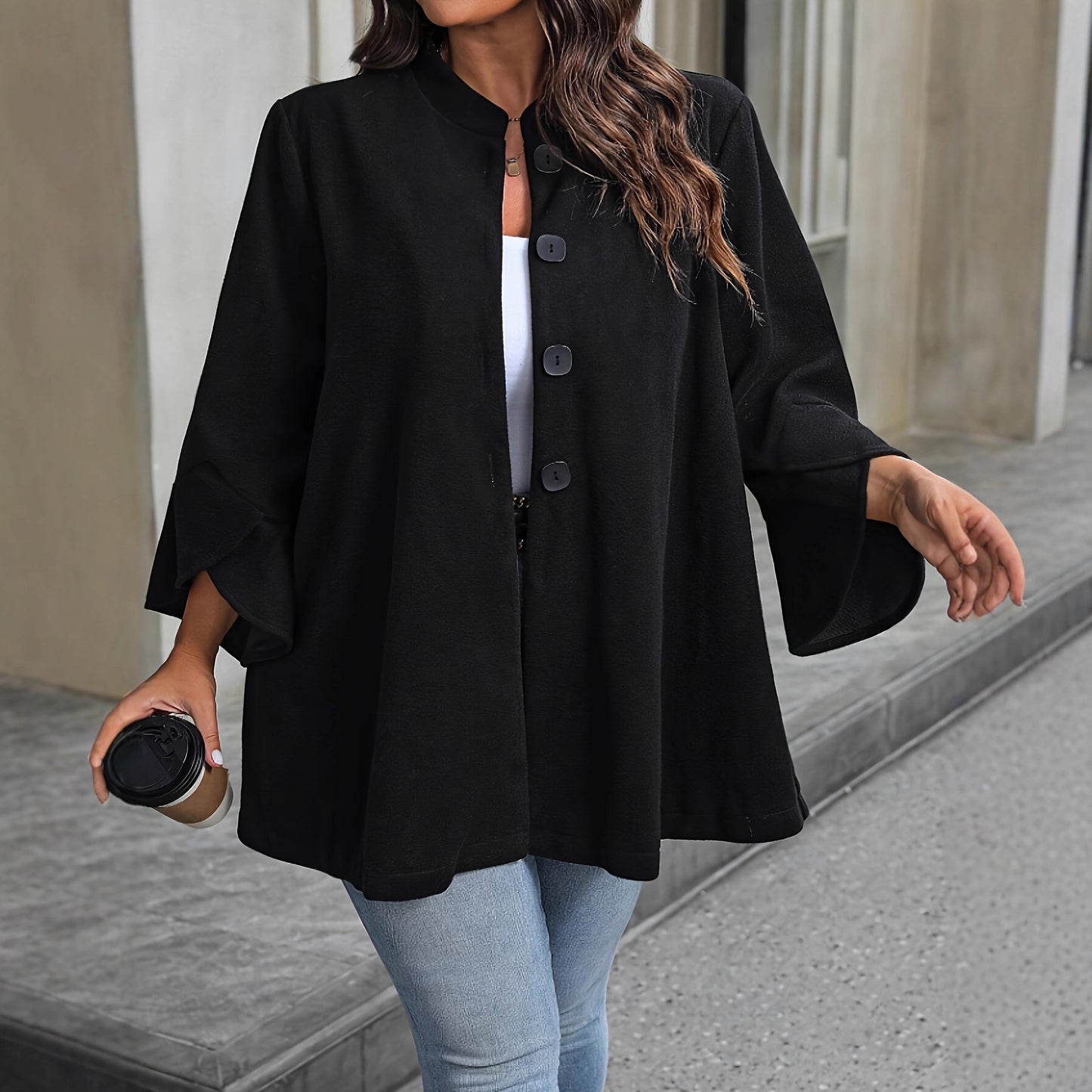 Women's Casual High Neck Long Wool Coat
