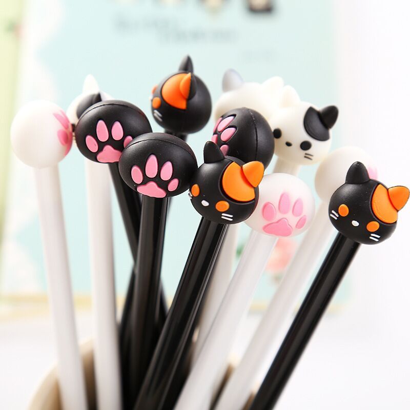 Creative cute cartoon black white cat ink pen