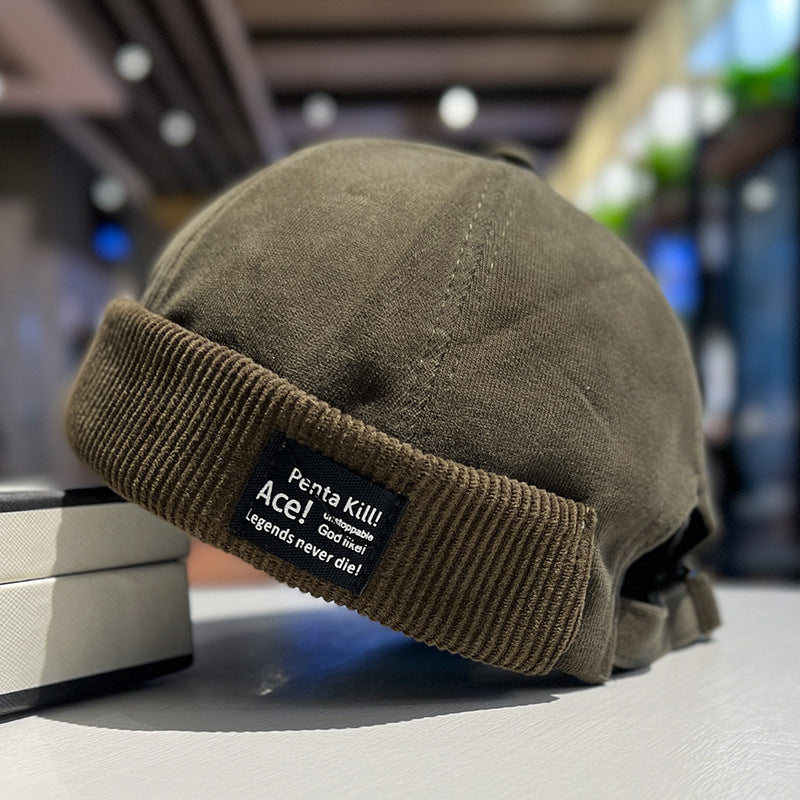 Corduroy Brimless Skullcap Women's Hip Hop
