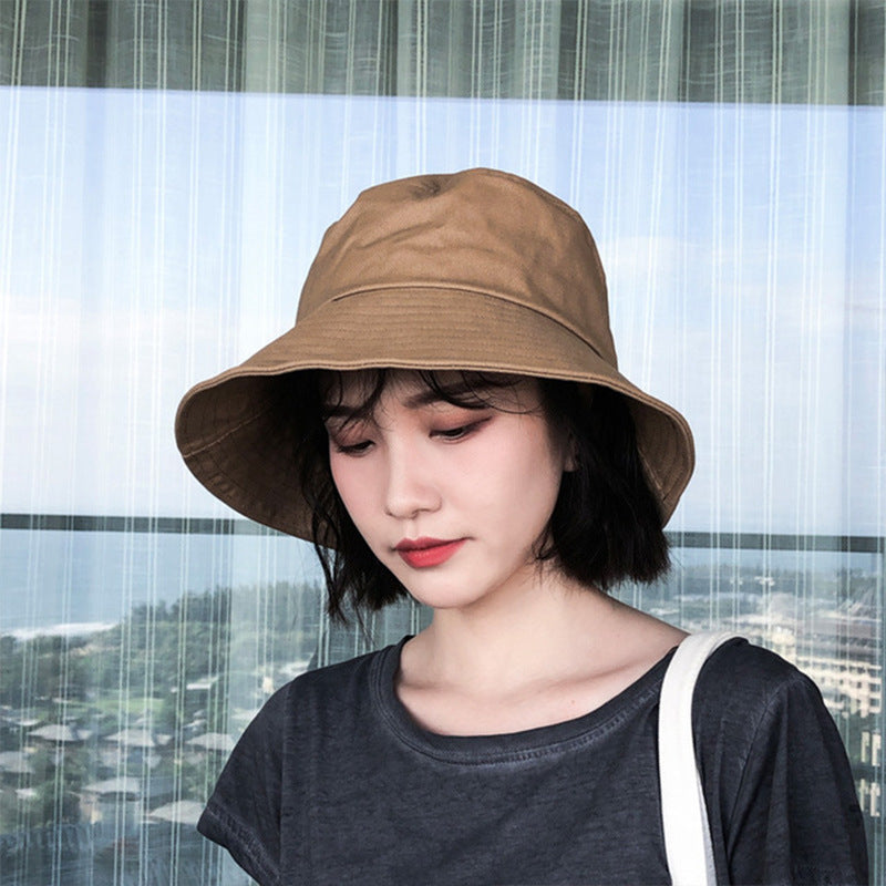 Big Brim Fisherman Hat Women's Sun Protection Solid Color Bucket Hat