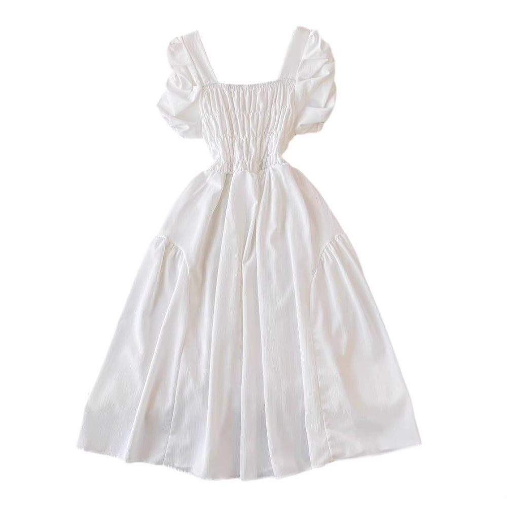 Bubblesleeve Squareneck Waistcinching Dress