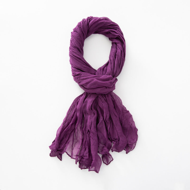 Women's Natural Wrinkle Pure Linen Scarf Shawl