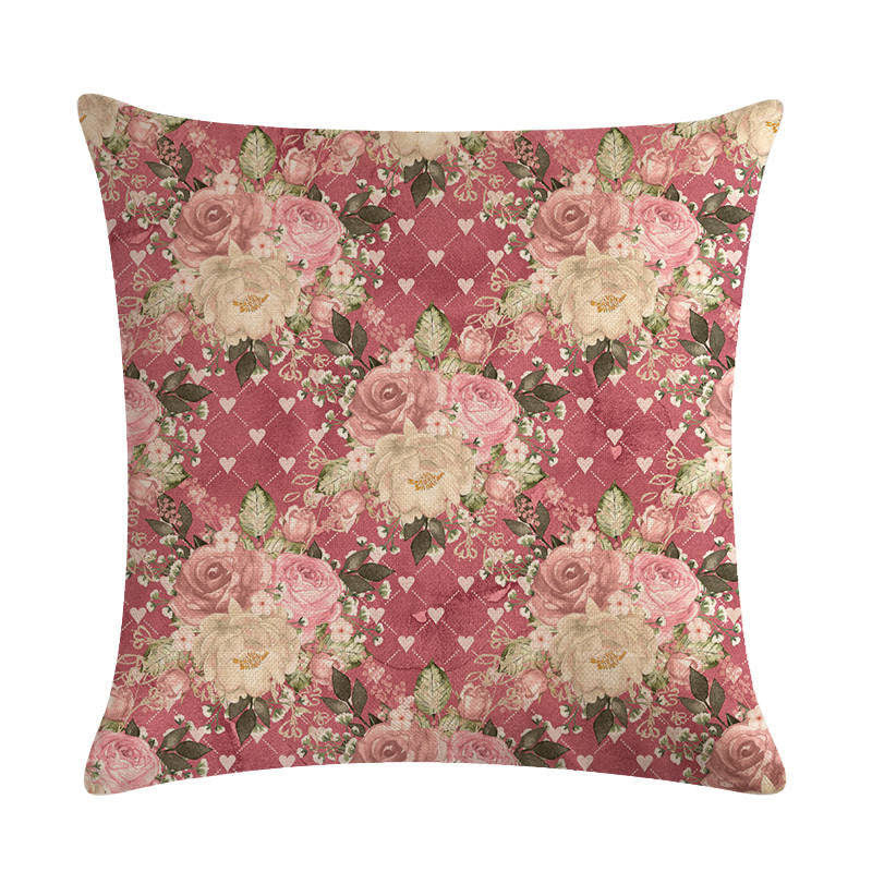 Floral Cushion Cover Cotton Linen Pillowcase