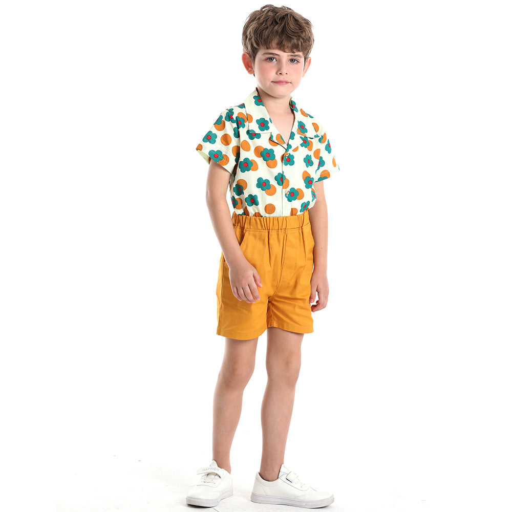 Boys' Shirt Printed Short-sleeved Breathable Children's Shirt Cute Baby Boys' Clothing