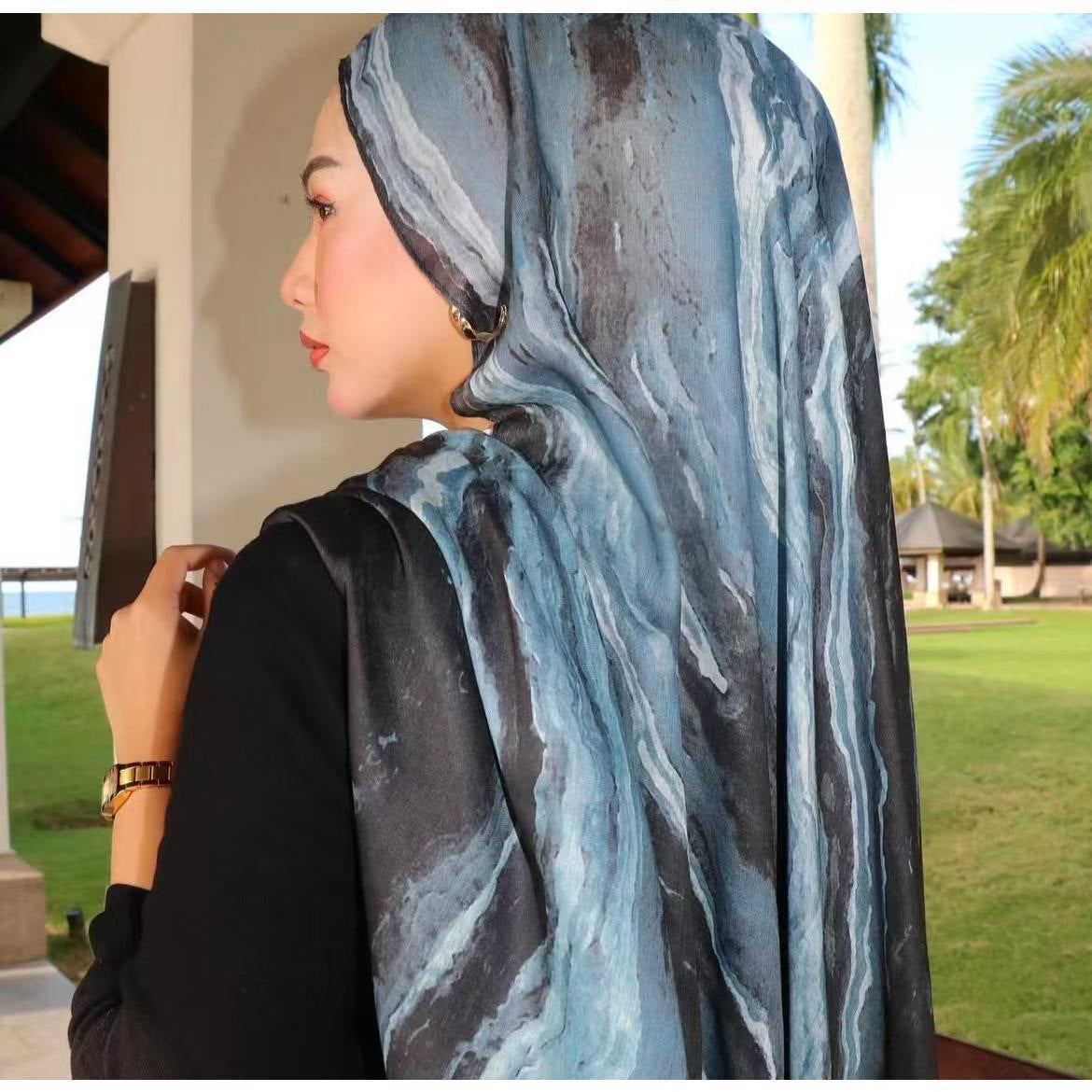 Watercolor Series Satin Polyester Ethnic Shawl