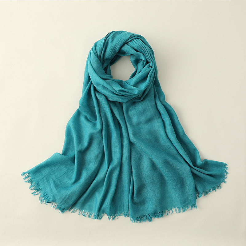 Artistic Sunscreen Solid Color Cotton And Linen Scarf
