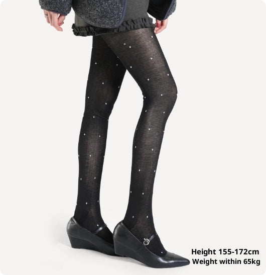 Japanese Style Sweet White Polka Dot Sheer Pantyhose