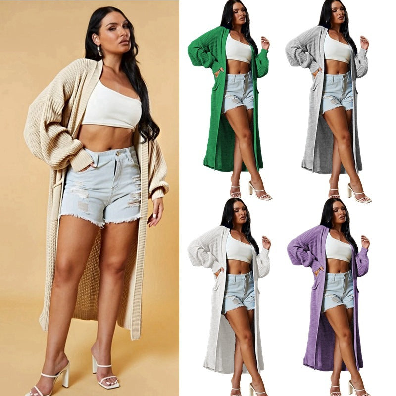 Casual Solid Color Knitwear Cross-border Plus Size Loose Long Coat Sweater
