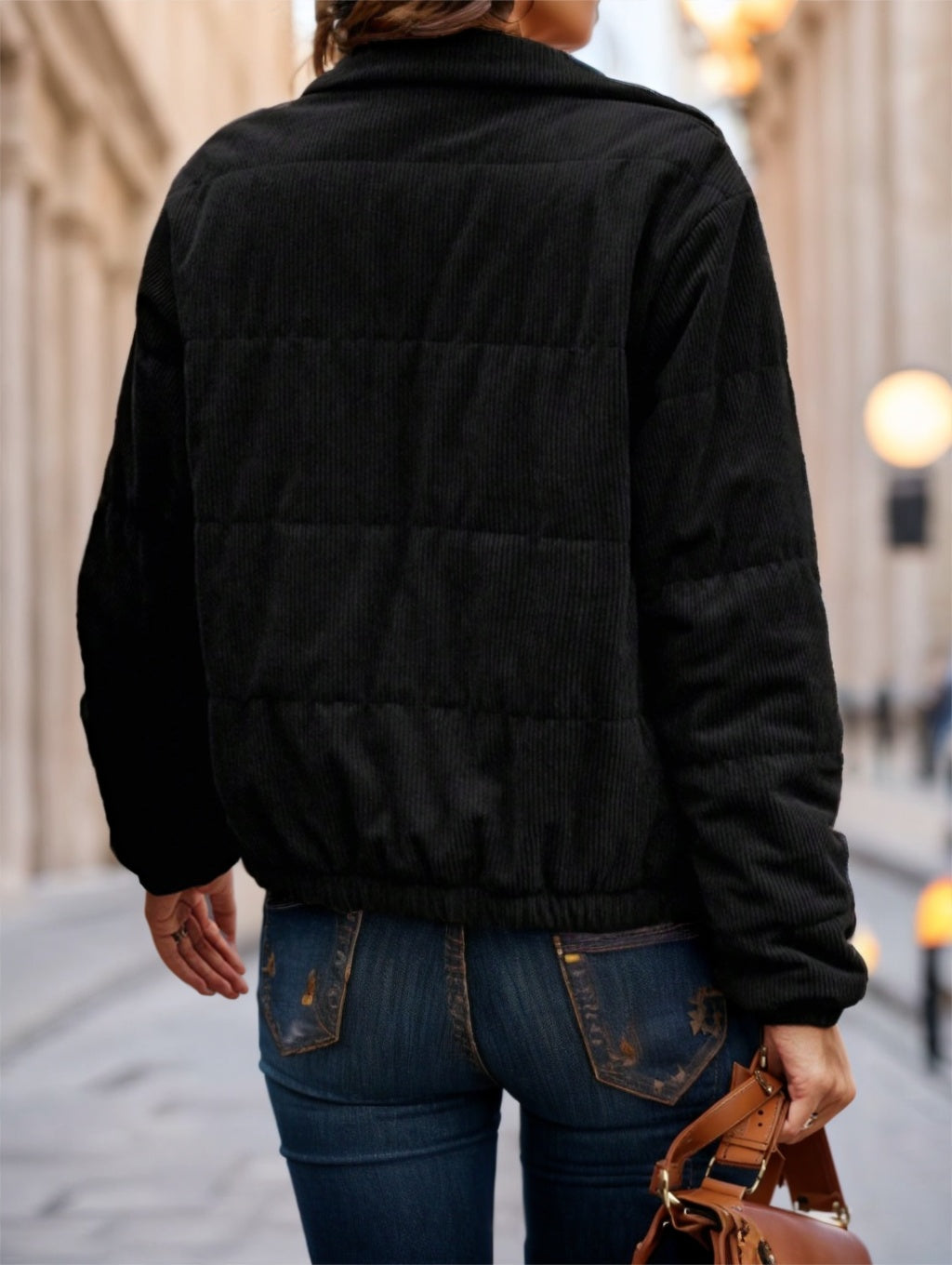 Zip Up Snap Button Padded Padded Coat Clothes Winter