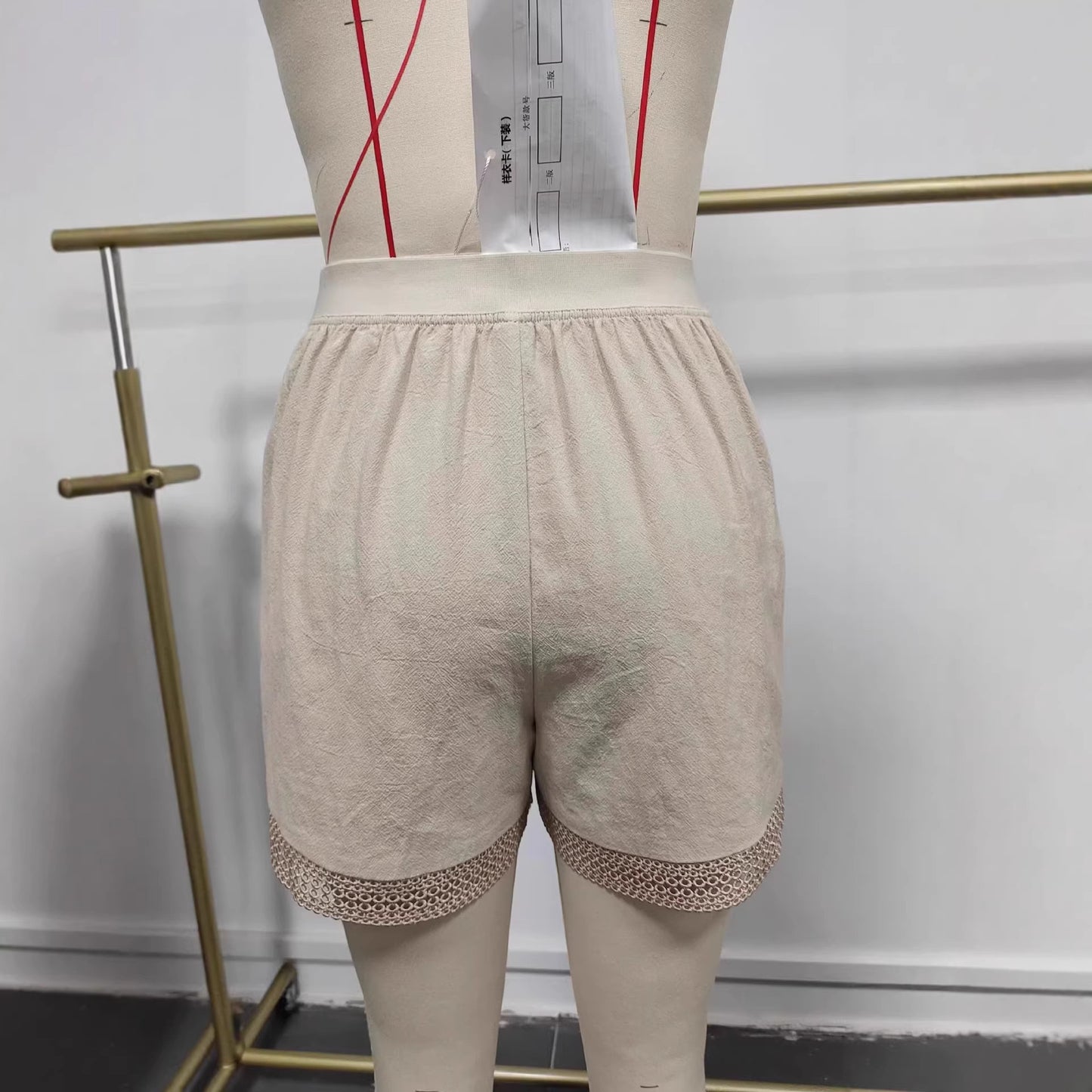 Summer New Retro Hollow Crochet Cotton-Linen Pants For Women Artistic Lace-trimmed Shorts