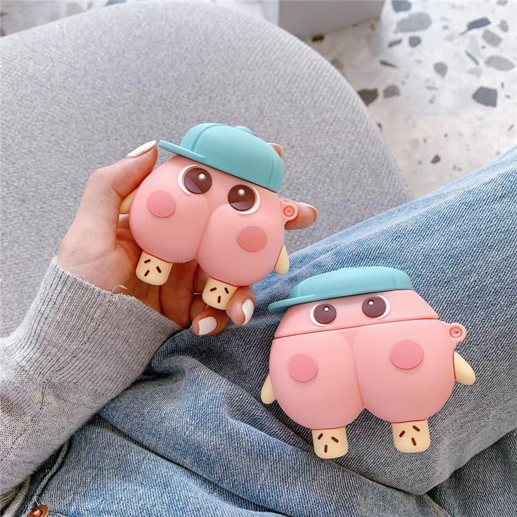 Compatible with Apple, Cute Cartoon Butt Silicone Earphone Protective Cover
